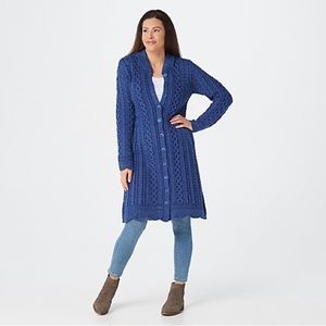 Aran Crafts Blue Women's Cardigan Sweater